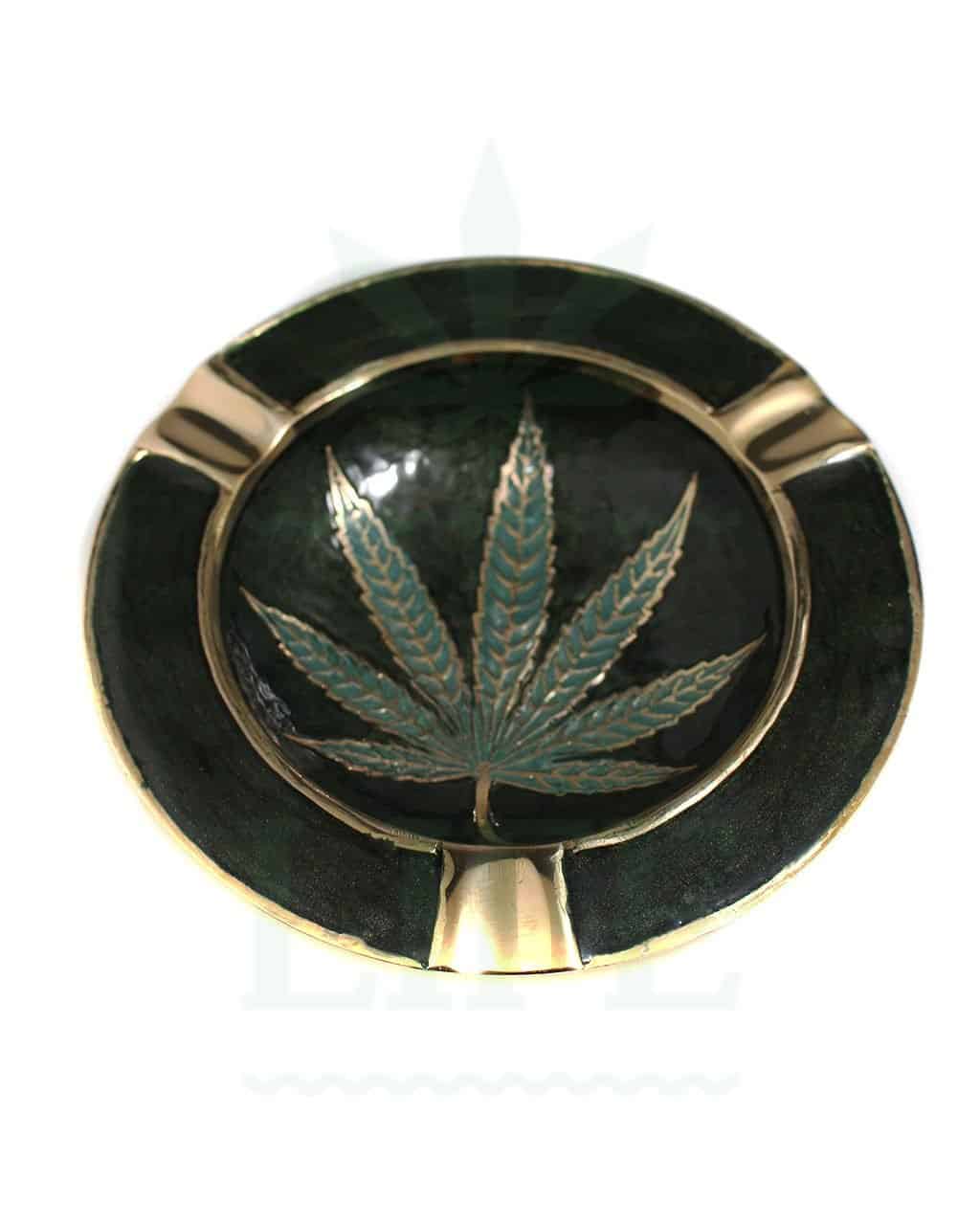 Aschenbecher Hanfblatt Aschenbecher ‘Leaf’ metall im Antik-look