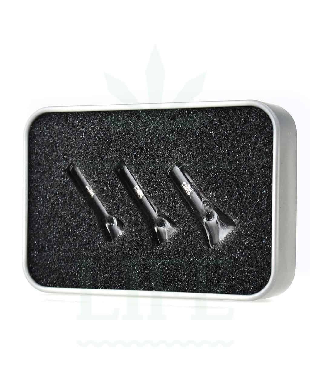 Filter &amp; Activated Carbon BLACK LEAF Glass Tips Set of 3 different sizes. Sizes