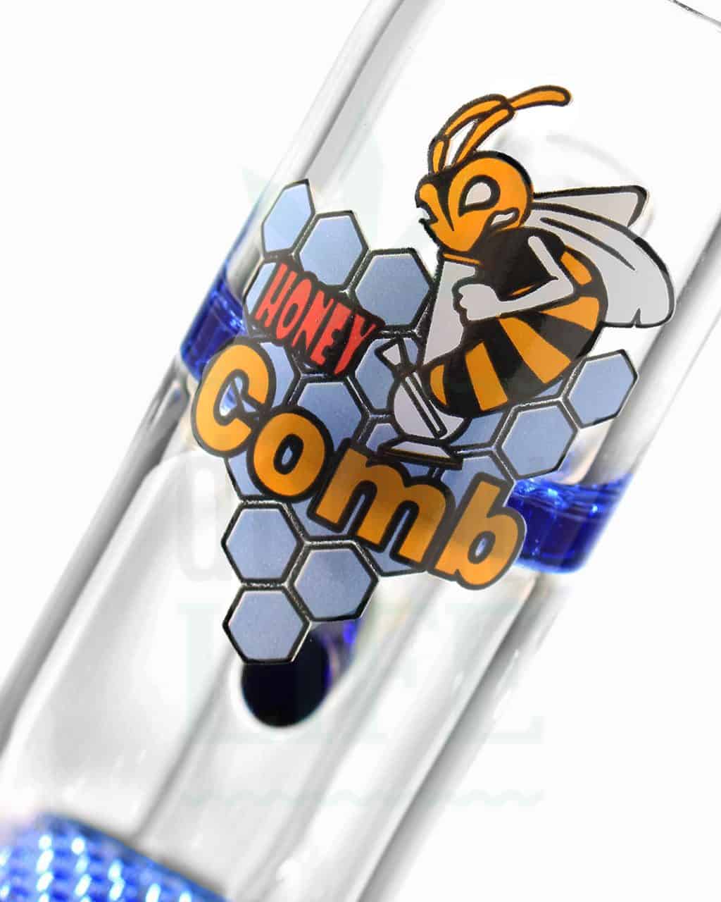 Bong Shop BLACK LEAF Bubbler ‘Double Honeycomb’ blau | 25 cm