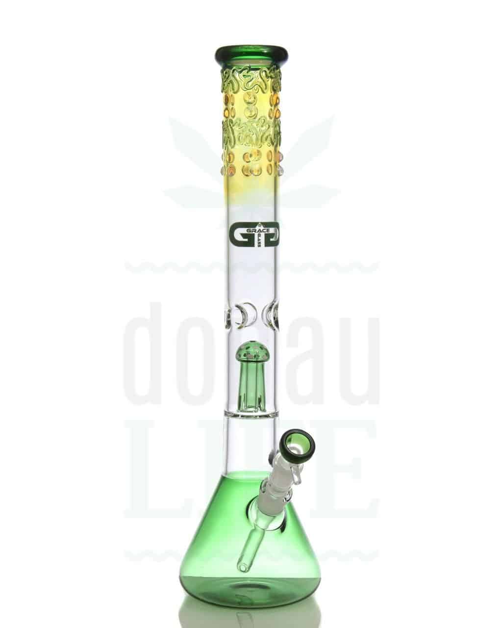 Bong Shop GRACE GLASS Beakerbong Pilzperc ‘Golden Grip’ grün | 50 cm