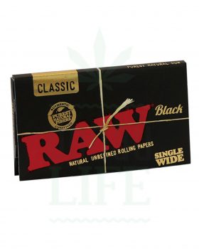 Beliebte Marken RAW ‚Black‘ Classic Single Wide 1 1/4  Papers | 50/100 Blatt