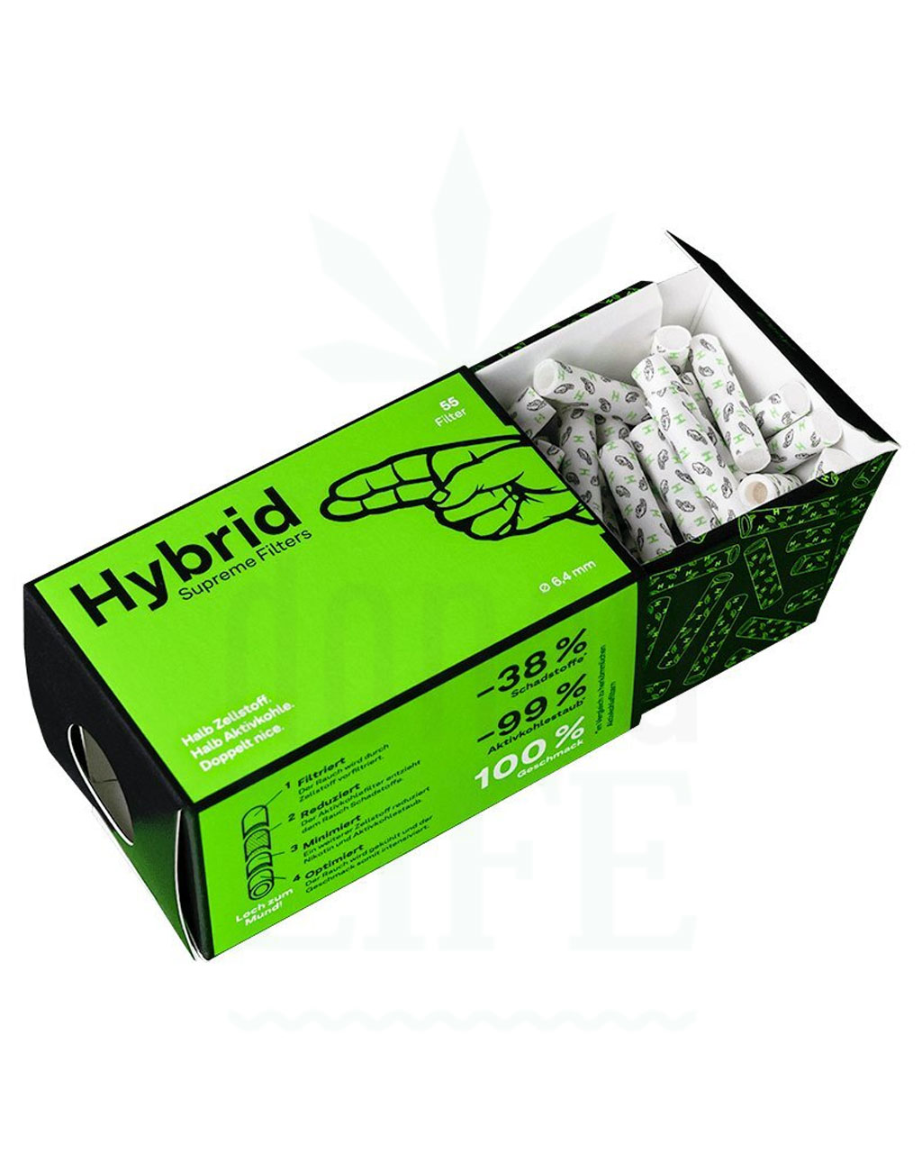 Headshop HYBRID Aktivkohle Filter + Zellstoff  | 6,4 mm | 50 Stück