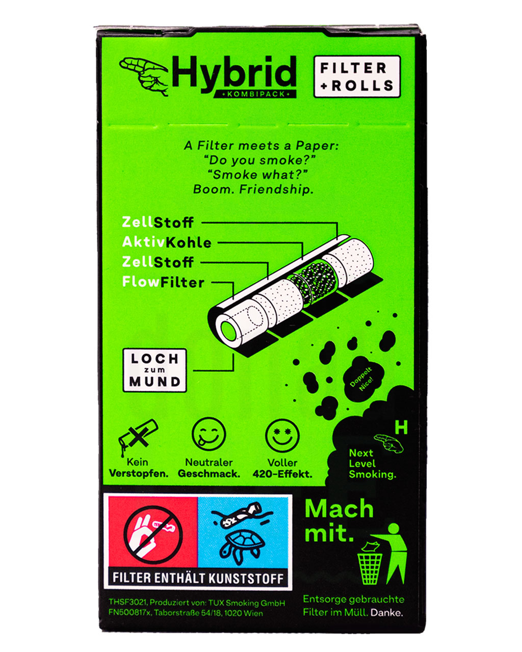 Headshop HYBRID Aktivkohle Filter + Zellstoff + Rolls  | 4 m
