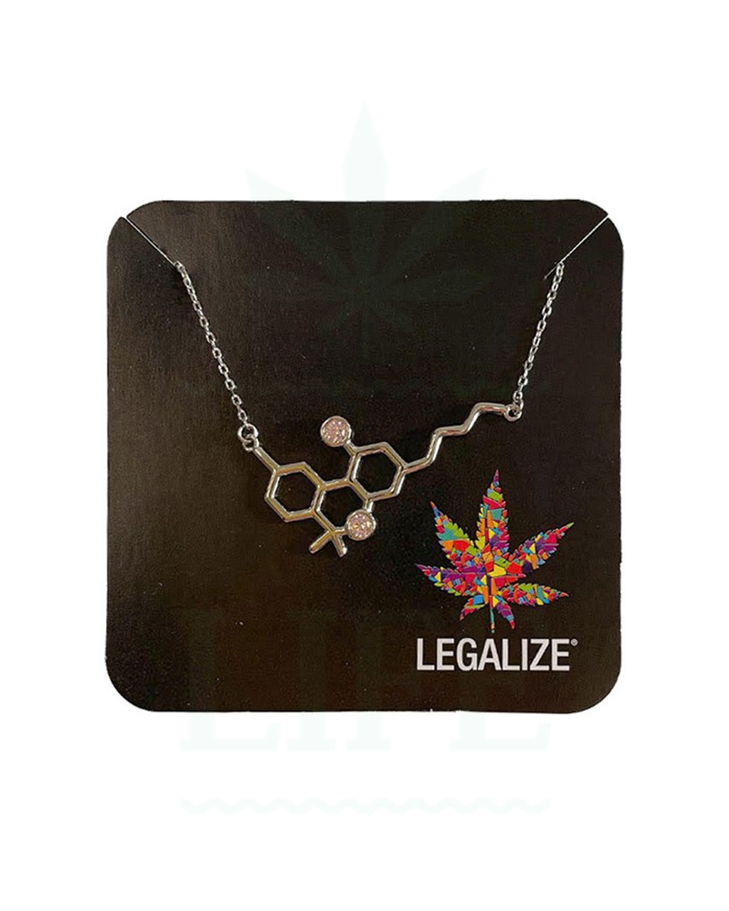 Fashion Sterling Silver THC Molecule Halskette 43 cm | Pink Stones
