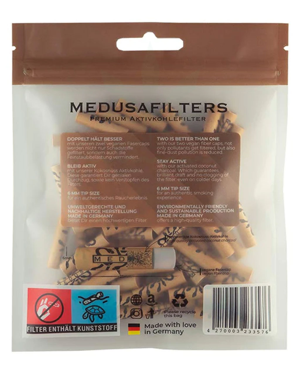 Filter & Aktivkohle MEDUSA FILTERS Aktivkohlefilter 6 mm ‘Organic Edition’ | 100 Filter