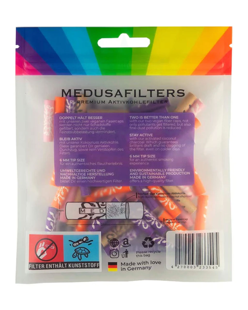 Filter & Aktivkohle MEDUSA FILTERS Aktivkohlefilter 6 mm ‘Rainbow Edition’ | 100 Filter