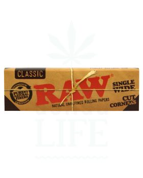 Populära varumärken RAW Classic Single Wide Papers Cut Corners | 50 ark