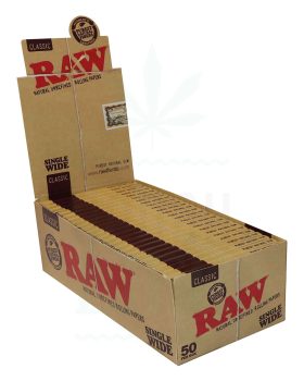 Populære mærker RAW Classic Single Wide Papers | 50 ark