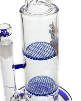 lasista valmistettu BLACK LEAF lasinen bongi kaksinkertaisella hunajakennolla | 38 cm